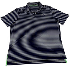 RLX Ralph Lauren Polo Shirt Mens XL Blue Striped Performance Golf Wicking EUC