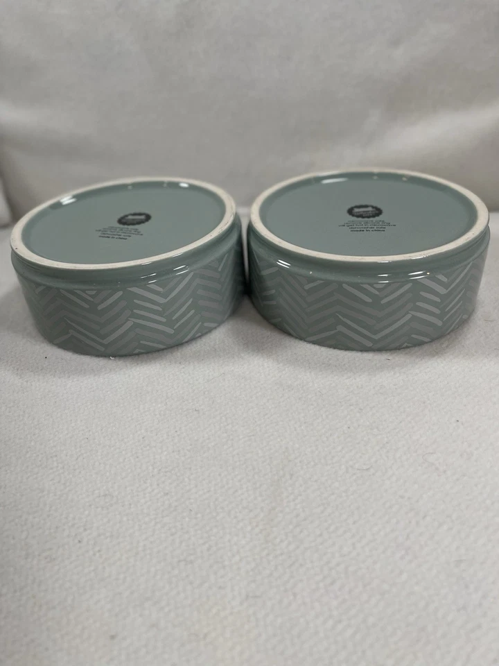 Juego de 2 cuencos de cerámica para gatos Whisker City verde blanco gris diseño Foto 4 de 4