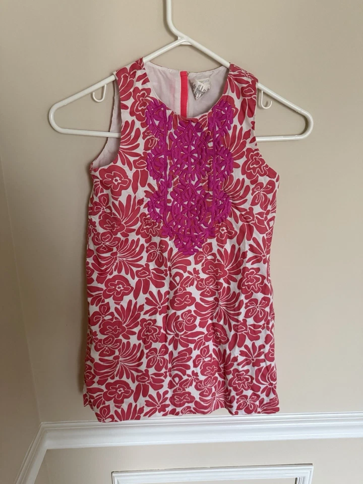 Crewcuts White & Coral Embroidered Dress EUC Girls Sleeveless Size 10 - Image 2 of 4