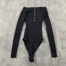 Forever 21 Buttons Body Suit Womens XS Black ...