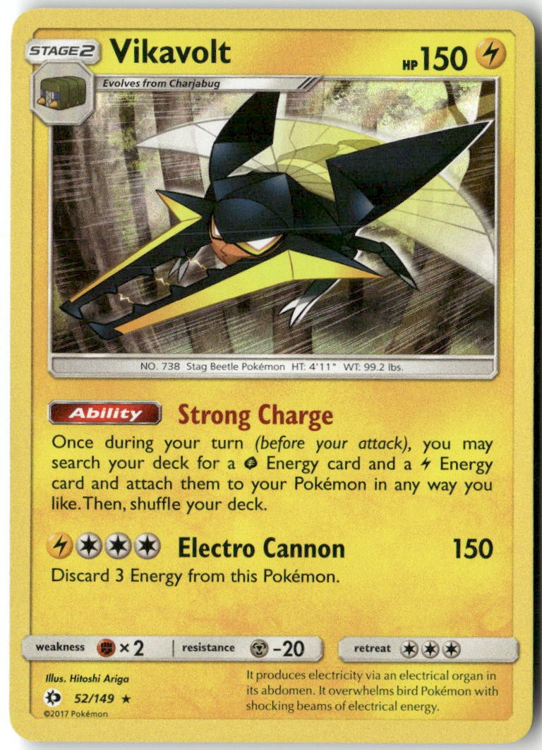 Vikavolt 52/149 Holo Rare SM Base Set Pokemon Moderately Played
