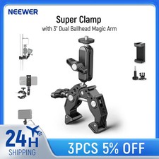 Super Clamp with 3 Dual Ballhead Magic Arm Ball Head Adapter Cold Shoe Phone