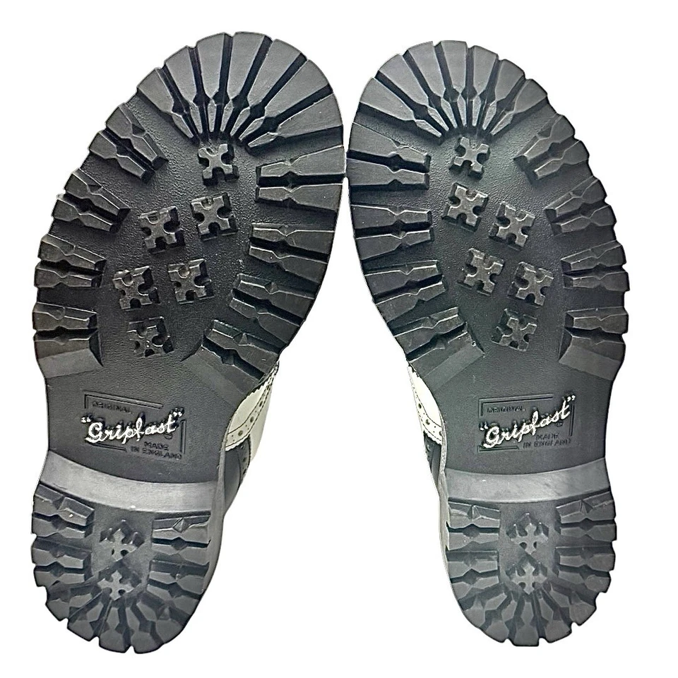 Botas de cuero con punta de ala Gripfast negras blancas para hombre UK9 US10 de colección hechas en Inglaterra Foto 3 de 4