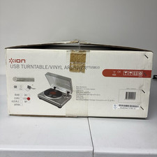 ION TTUSB10 USB Turntable Vinyl Archiver Silver Belt Drive 33/45/78RPM