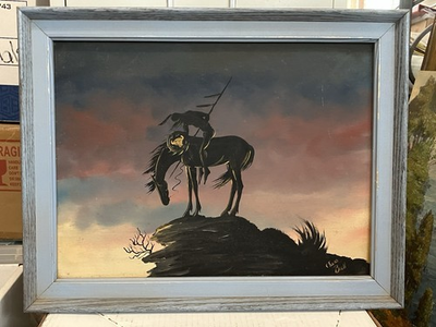 #ad Vntage Original Painting of a Sioux Indian by Artist Ed Two Bull 1937 2011 $125.00