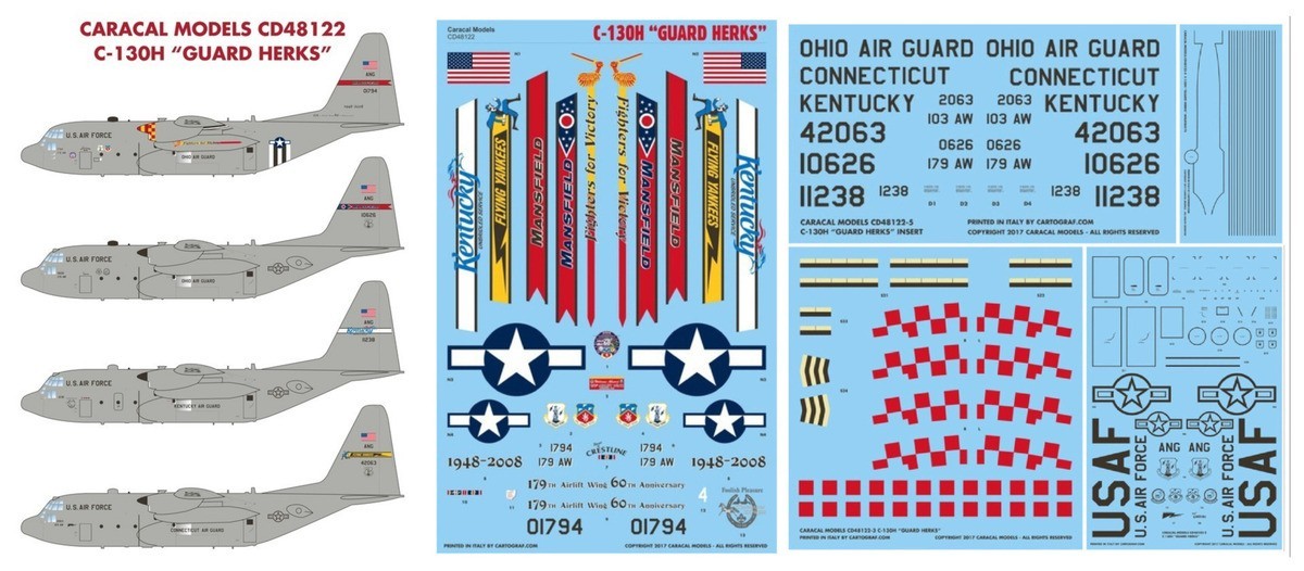 Caracal 1/48 C-130H Guard Herks Air National Guard ANG KY CT OH