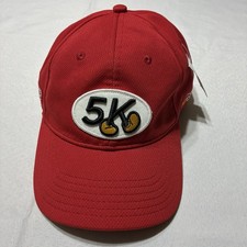 Run Disney 5K Adult Baseball Cap Red Embroidered Mickey Feet Logo Adjustable NEW