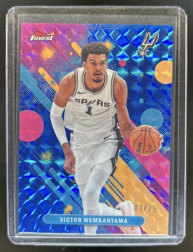 2025-26 Topps Finest Victor Wembanyama Common Blue Geometric Refractor #/75