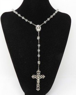 NYJEWEL Creed 925 Sterling Silver Catholic Rosary Beaded Necklace 55.1g