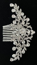 Vintage Silver Tone  Rhinestone Bridal Hair Comb Bun Updo Accessory