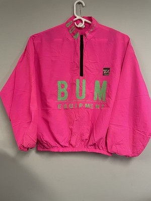 Vintgae Surf Style Bum Equipment 1/2 Zip Pink Windbreaker One Size Fits All USA