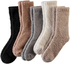 Women Fuzzy Slipper Socks Winter Microfiber Soft Cozy Plush Fluffy Socks Warm Co