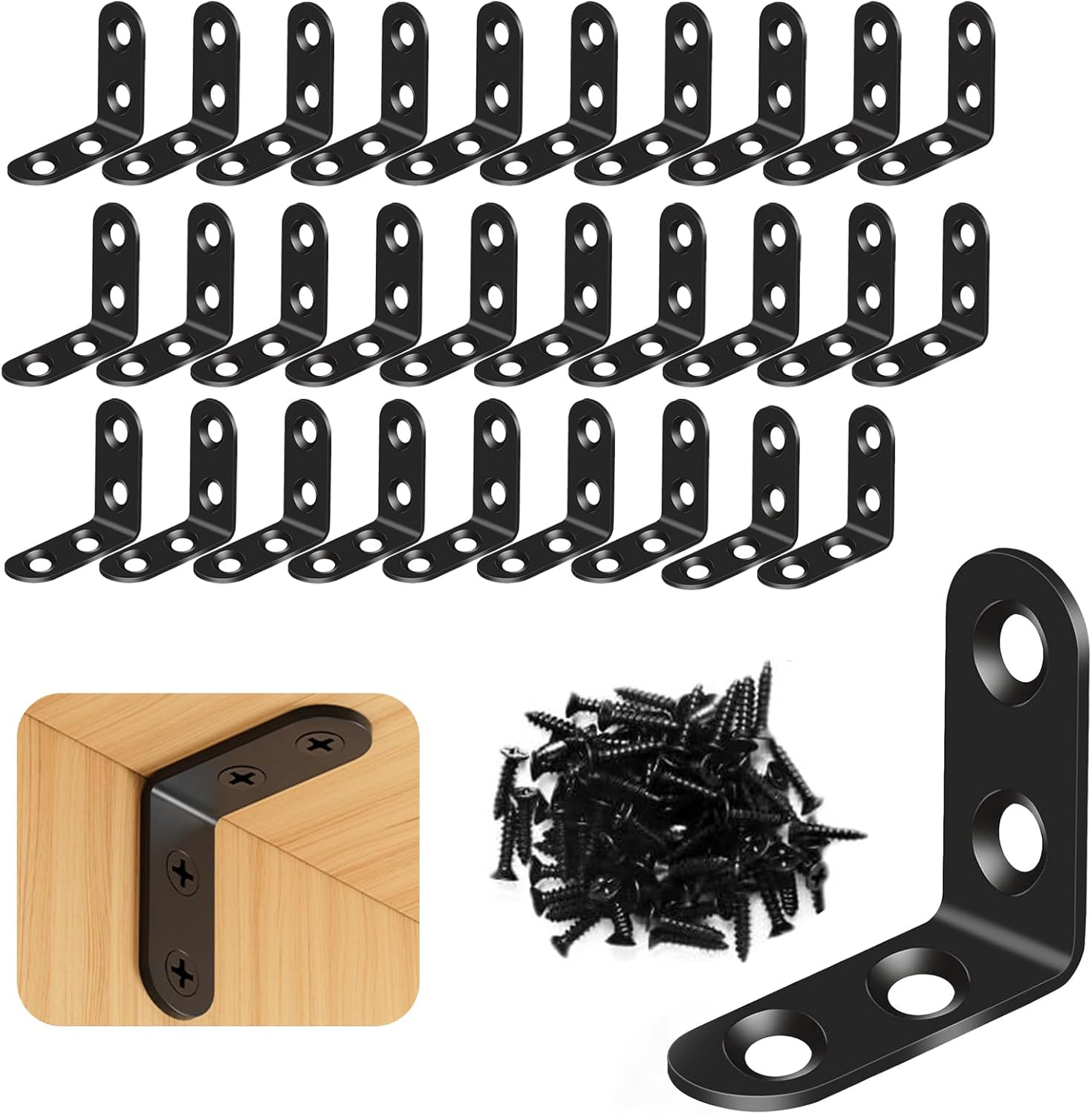 Corner Brackets, 30 Pcs L Shaped Bracket, 40X40Mm Stainless Steel Corner Bracket