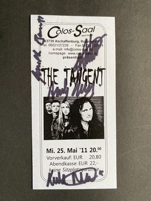 THE TANGENT 2011  In-person signed Eintrittskarte 7x15 Autogramm