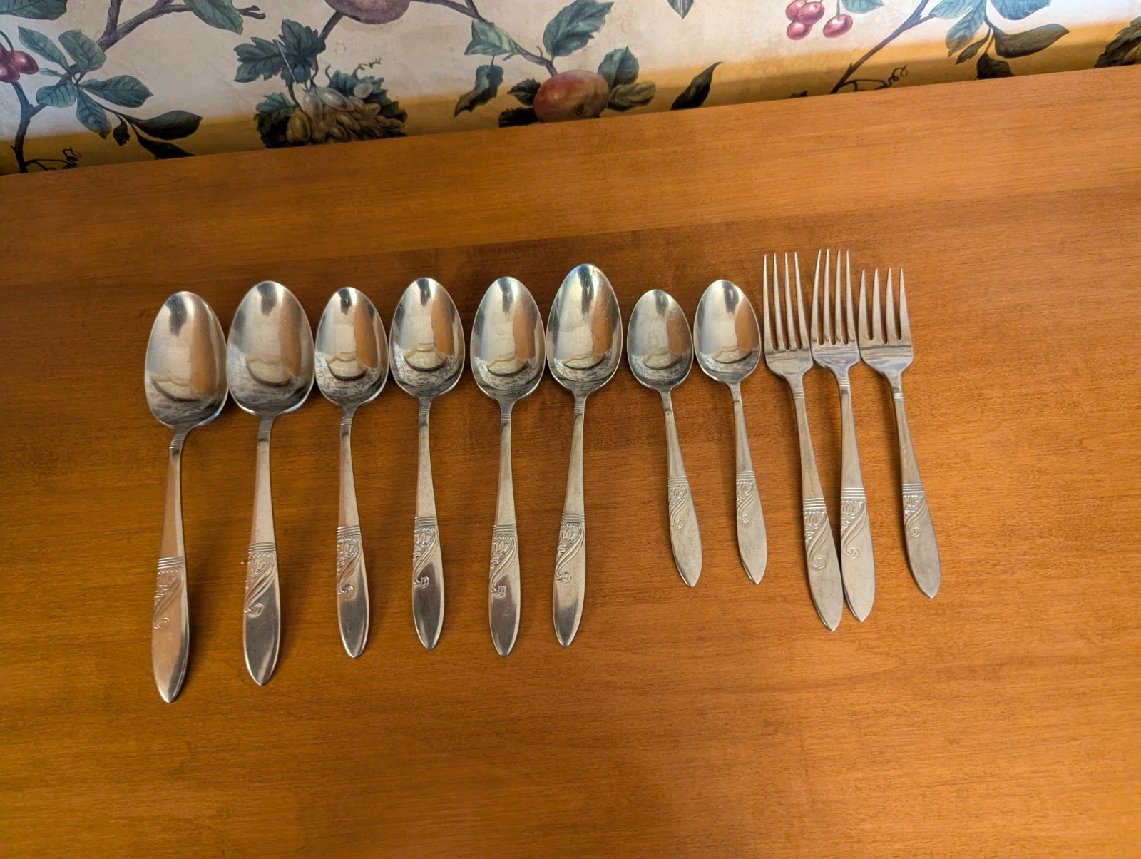 11-VINTAGE KOBA STAINLESS SCROLL AND FLOWER JAPAN,