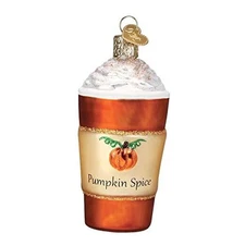  Glass Blown Ornament for Christmas Tree, Handcrafted Pumpkin Spice Latte