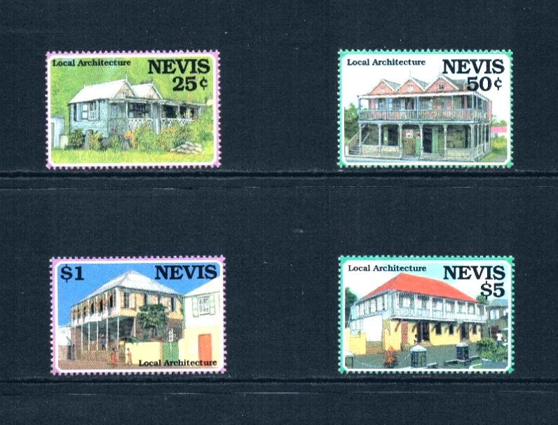 Valor Scott de $7,25 - Arquitectura NEVIS 1994, casas de la isla CV MNH NH UMM Foto 3 de 4