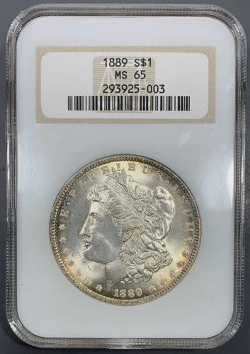 1889 NGC MS65 “Fatty” Morgan Silver Dollar $1 - Better Date Old Holder PQ
