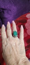 Sterling Silver  Malachite Ring VINTAGE