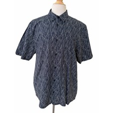 Ted Baker London Men Novelty Pen Print Navy White Button Front Shirt Size 7-NWT