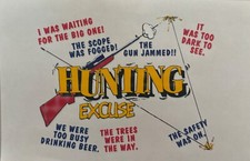 Original Vintage Hunting Excuse Mini Iron On Transfer