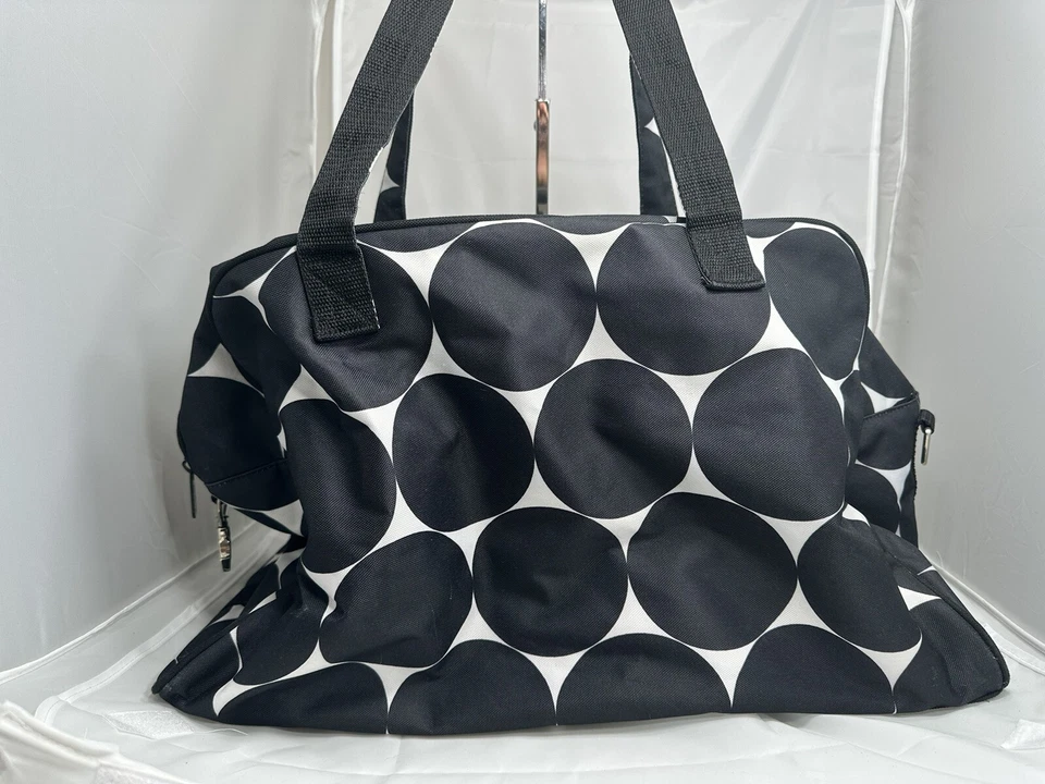 Thirty-One Duffle Bag Shoulder Carry On Weekender Bag Black & White Circles EUC - Image 4 of 4