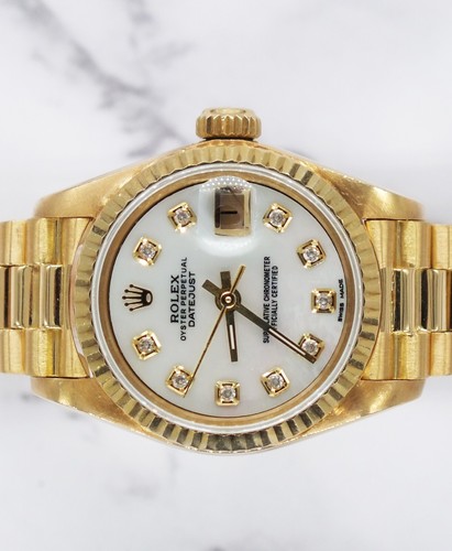 Beautiful 18ct Gold Ladies Rolex Oyster Perpetual Datejust - White Diamond Dial. - Picture 3 of 12