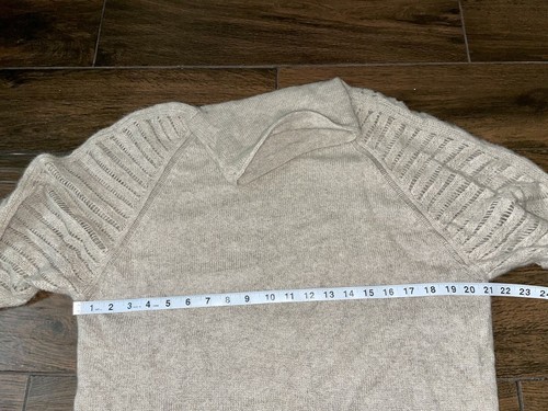 TSE Cashmere Cowl Neck Oatmeal Pullover Lightweight Knit Minimalist Sweater L - Picture 13 of 15