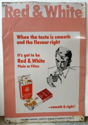 Old Collectible Red & White cigarettes Tin Sign Board
