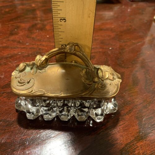 Vintage or Antique Brass & Glass Trinket Vanity Casket Box - Picture 19 of 19