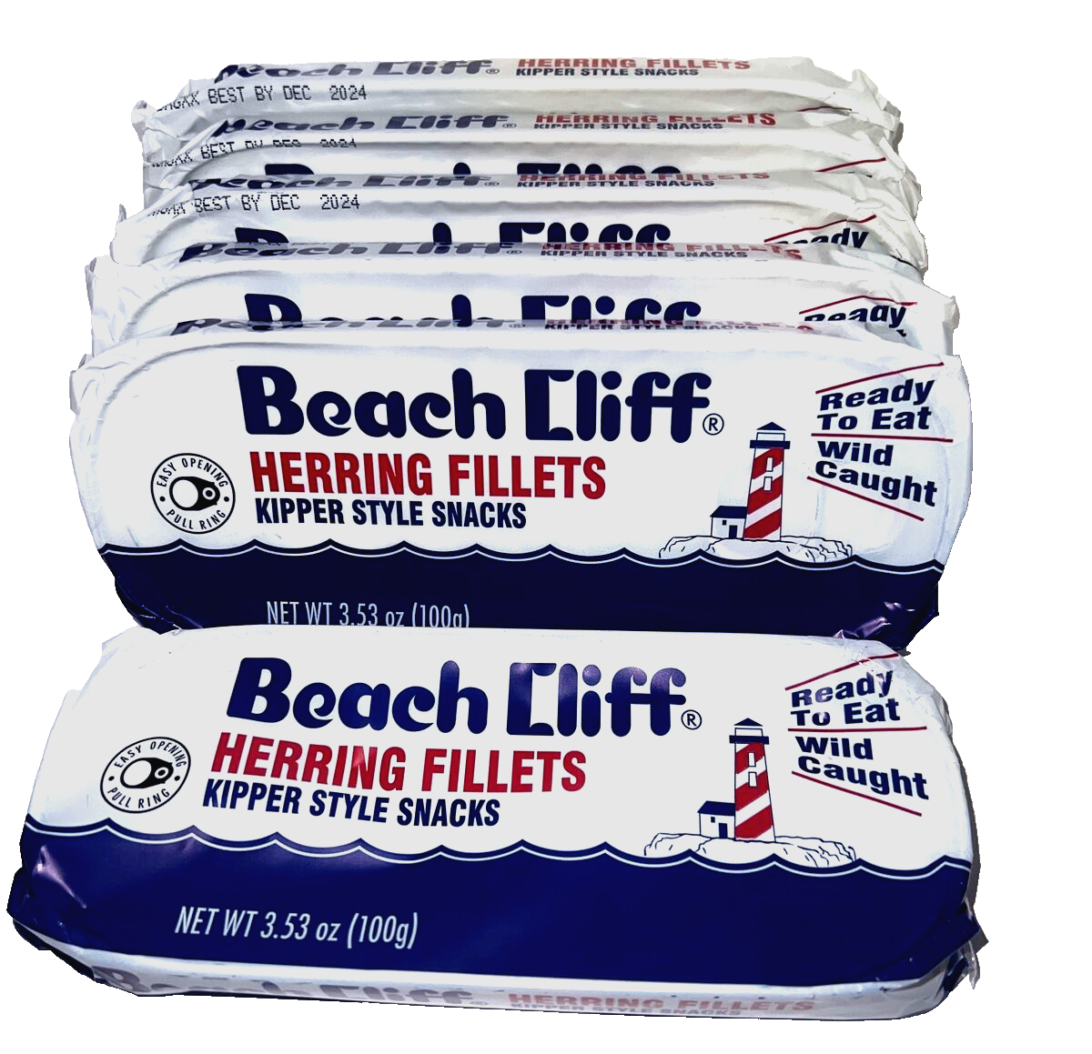 6 Wild Caught Herring Beach Cliff Kippered Snacks 3.53 Oz Can Sardines