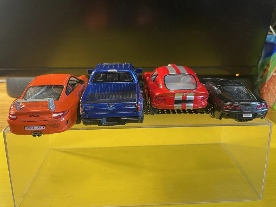 3-KINSMART VEHICLES+1-BURAGO VETTE-RAPTOR PU-PORSCHE-VIPER USED RARE HTF  LOT K4 — 第 3/4 张图片