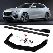 For Maserati Levante V6 Car Front Bumper Lip Spoiler Splitter Black + Side Skirt
