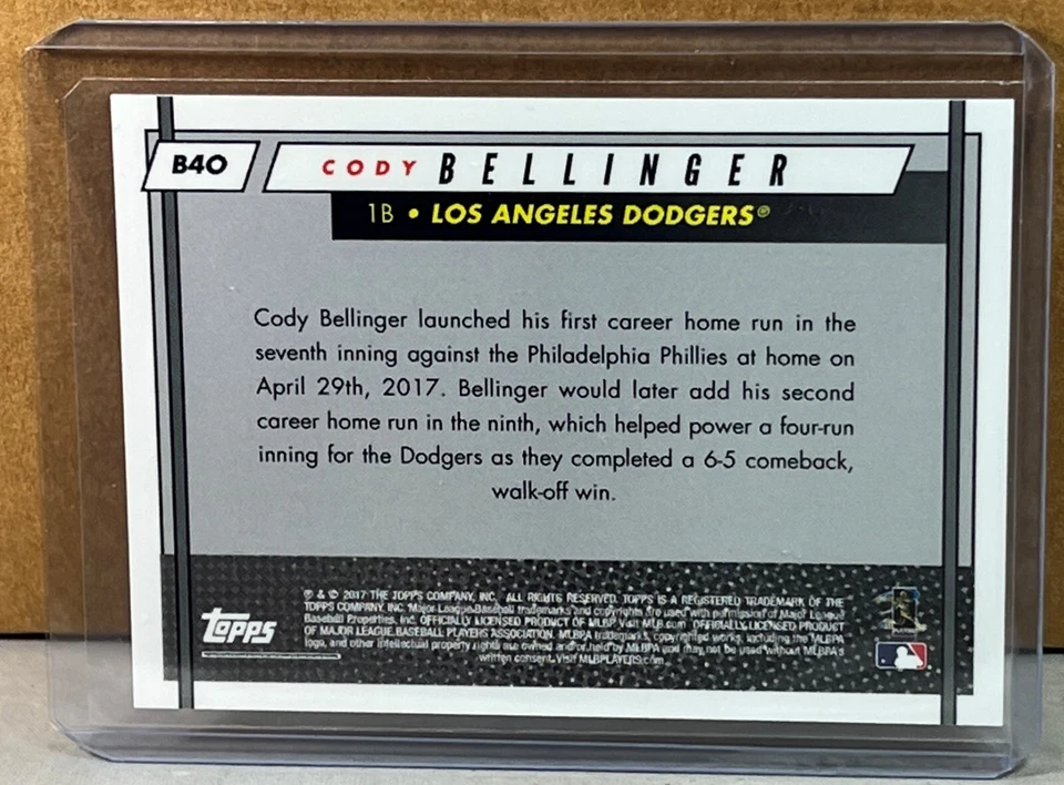 2017 TOPPS ON DEMAND ROOKIE CLASS ORANGE #B4O CODY BELLINGER DODGERS RC 1st HR - Image 2 of 2
