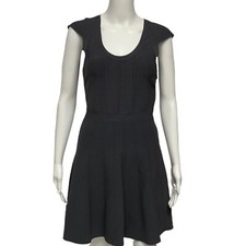 Guess Women's Short Sleeve Gray Ribbed Scoop Neck A-Line Dress Size M