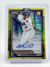 WANER LUCIANO 2024 BOWMAN CHROME 1ST YELLOW REFRACTOR AUTO 59/75