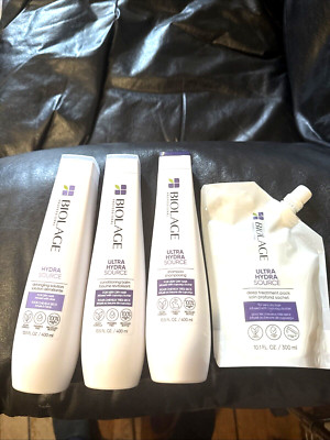 BIOLAGE ULTRA HYDRA SOURCE SHAMPOO & CONDITIONER, DEEP TREATMENT, & DETANGLING