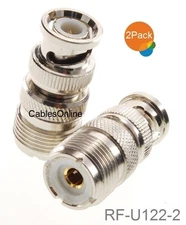 2-Pack BNC Male to UHF Female SO239 Coaxial Adapter,CablesOnline RF-U122-2