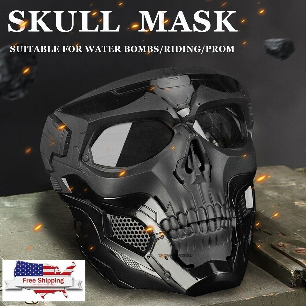 Masque Tactique Airsoft Type Crâne - Casque Intégral, Réglable 56-59cm - Neuf, Collection CS