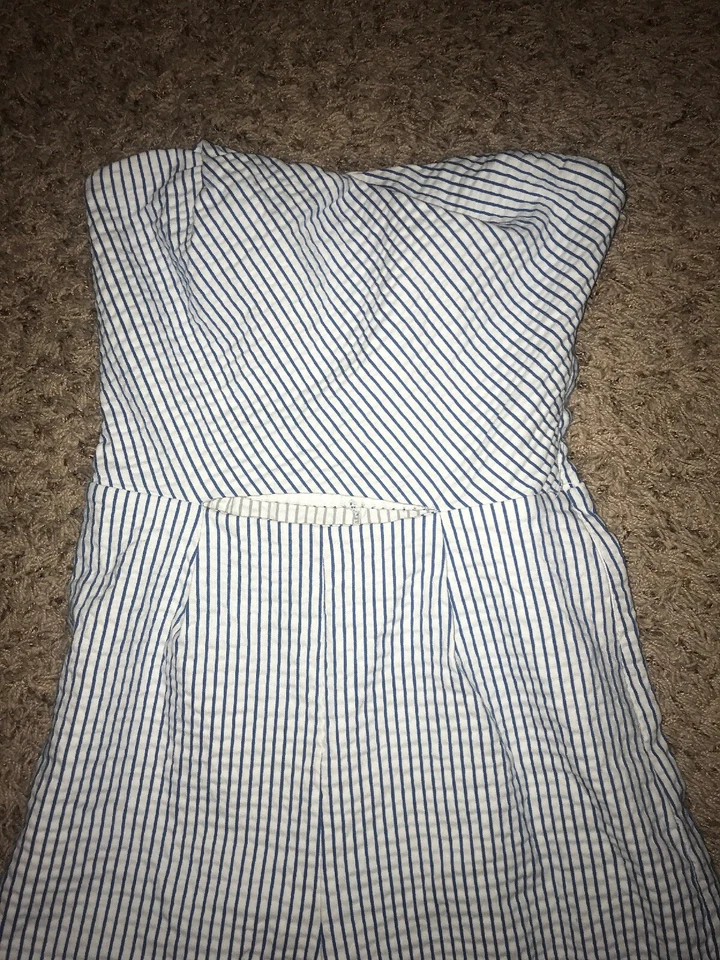 Mono para mujer Zara sin tirantes a rayas recortado cuello barco talla S pequeño usado en excelente estado Foto 2 de 2