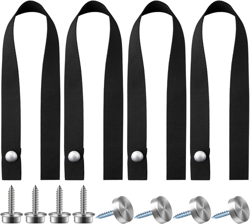 4-Piece Pontoon Boat Ladder Strap - 18 Inch Uv-Resistant, Snap & Screw Stud Fast