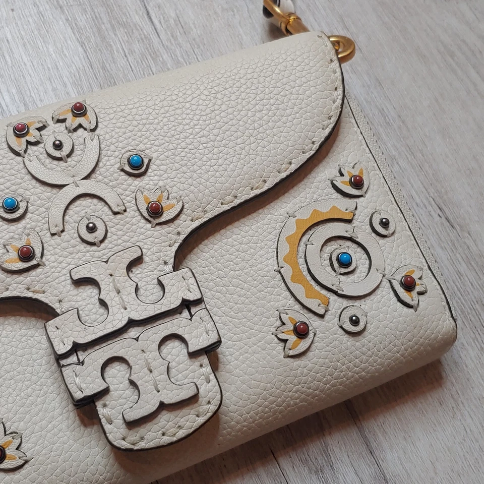 Tory Burch McGraw Embellished Wallet Crossbody Bag Adjustable Strap Ivory White - image 3 of 4