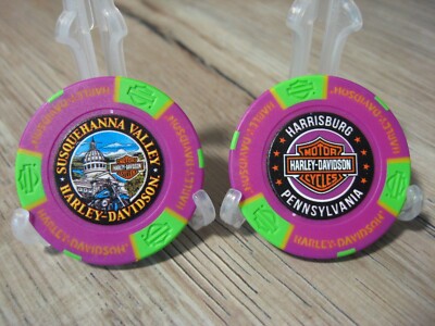 1 Harley Davidson Poker Chip - Susquehanna Valley-Harrisburg, Pa. Pink & Green