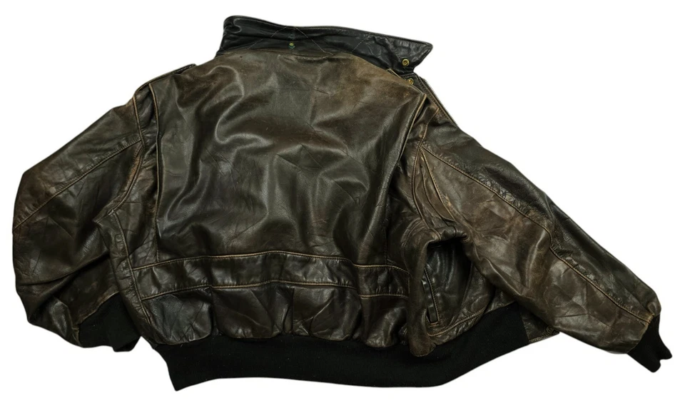 *HOT VTG USA Men's SCHOTT @ G1 BIKER FUR LINED BROWN LEATHER BOMBER Jacket 54 XL - Image 4 of 4