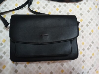 PIXIE MOOD Purse Bag Zoe Black Crossbody Vegan Faux Leather Silver Detail