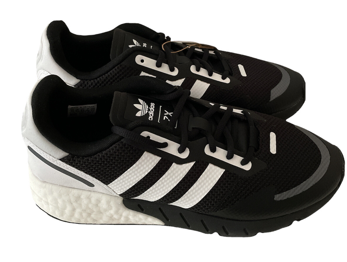New Adidas Men's ZX 1K Boost Black White FX6515 US Size 10