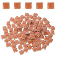 205pcs Square Ceramic Mosaic Tiles, Bulk Stained Mosaic Tiles 200g, Orange 