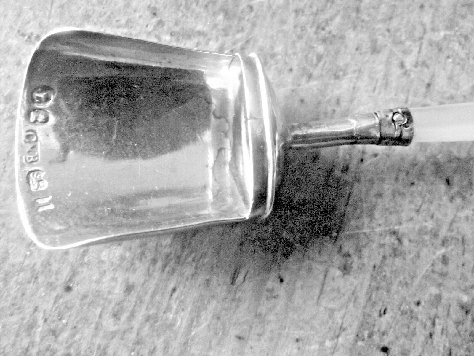 Antique Silver Tea Caddy Spoon. M O P Handle Cocks & Bettridge