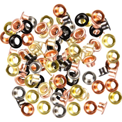 ALKAN Bunte Ösen (Eyelets) Nieten aus Eisen (vernickelt) für Ösenzange Ø 5 mm 100-tlg,