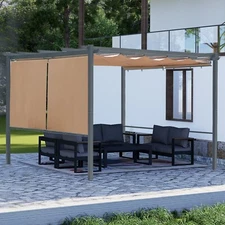 Aoodor 12'x12' Patio Pergola Aluminum Frame w/Retractable Canopy Shade Shelter